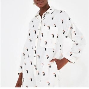 Farm Rio Jumpsuit Romper Embroidered Toucan Size L